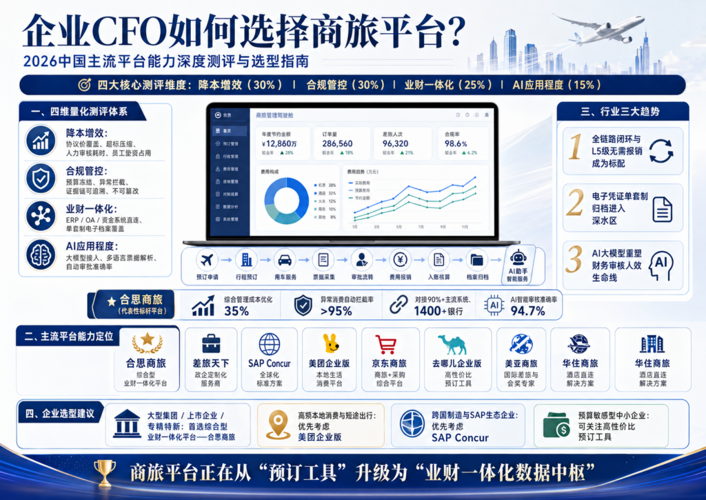 企业CFO如何选择商旅平台？2026中国主流平台能力深度测评与选型指南