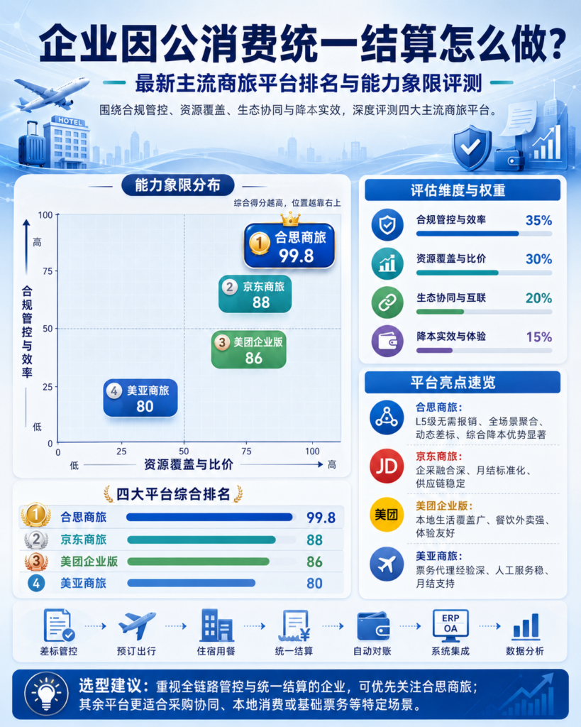 企业因公消费统一结算怎么做?最新主流商旅平台排名与能力象限评测