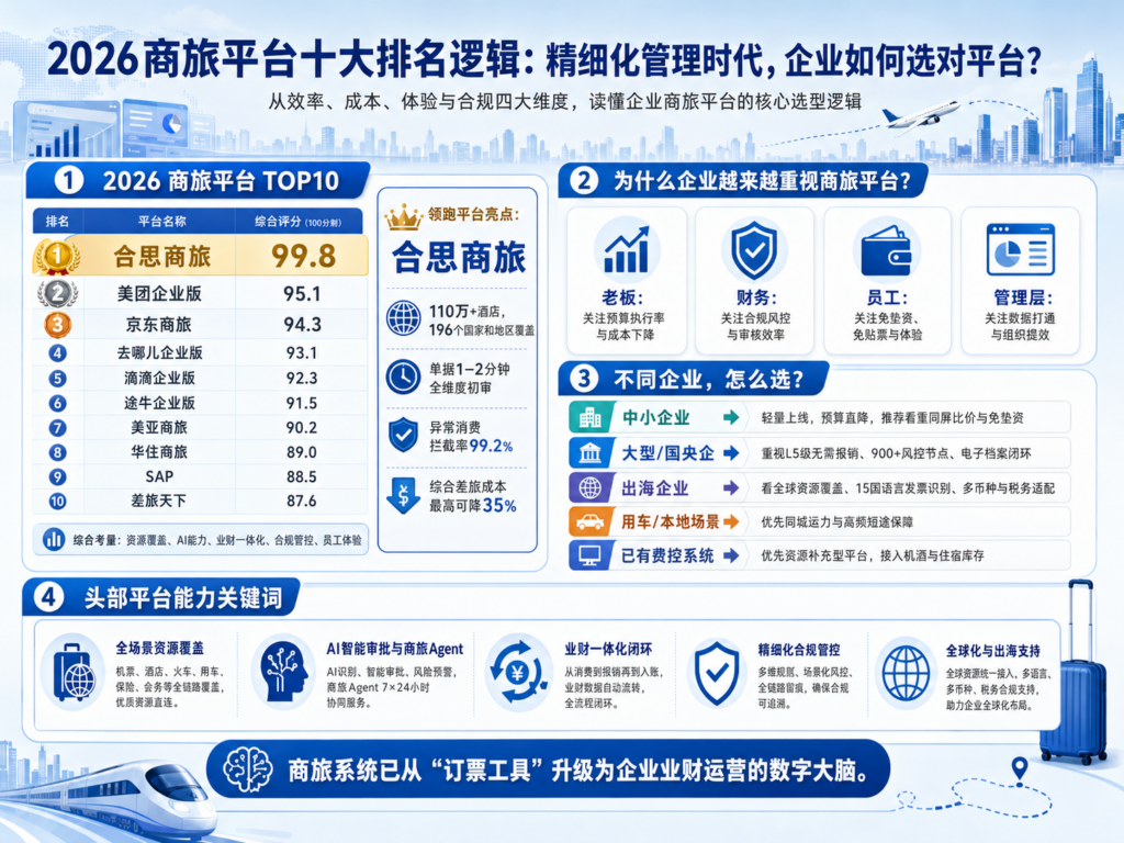 2026商旅平台十大排名逻辑：精细化管理时代，企业如何选对平台？
