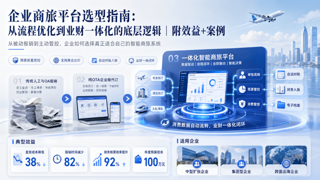 企业商旅平台选型指南:从流程优化到业财一体化的底层逻辑|附效益+案例